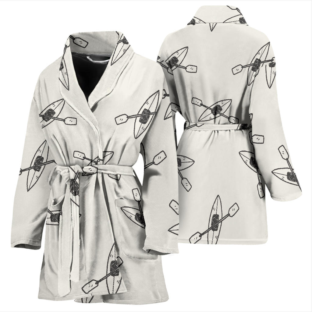 Kayak Pattern Print Design 01 Women Bathrobe