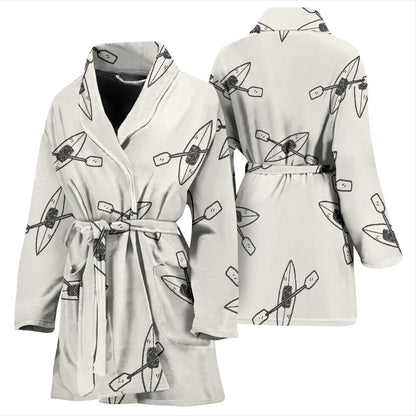 Kayak Pattern Print Design 01 Women Bathrobe