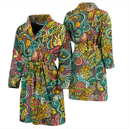 Hippie Print Design LKS302 Men Bathrobe