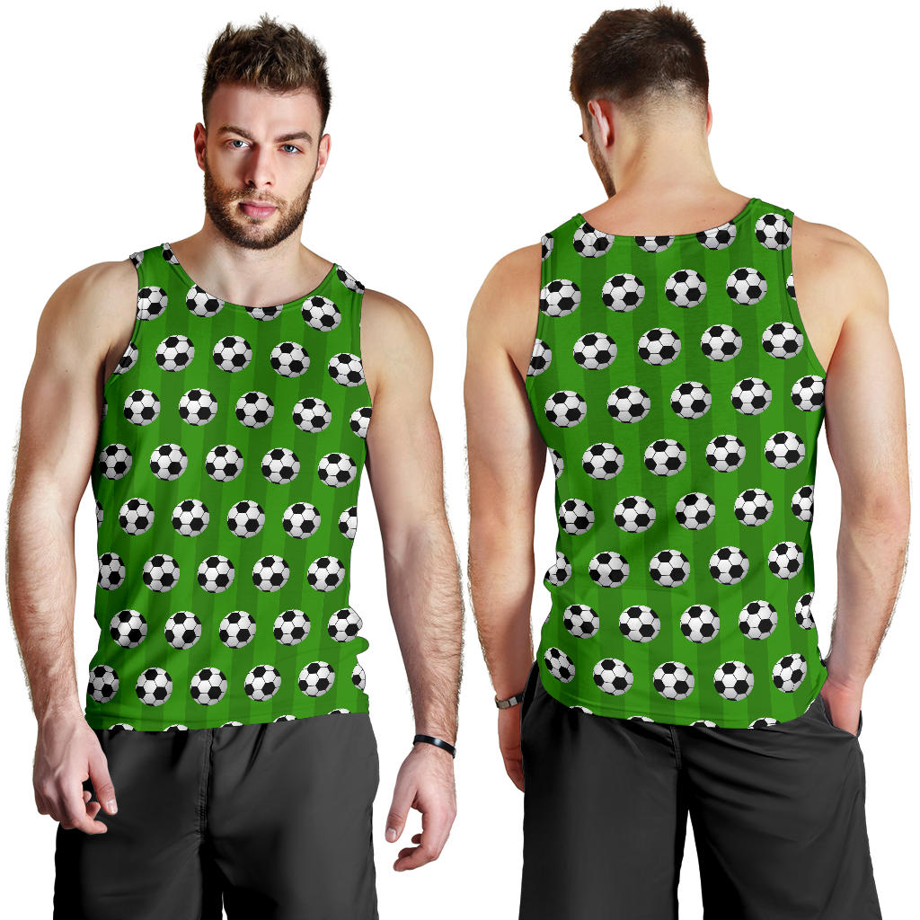 Soccer Ball Green Backgrpund Print Men Tank Top
