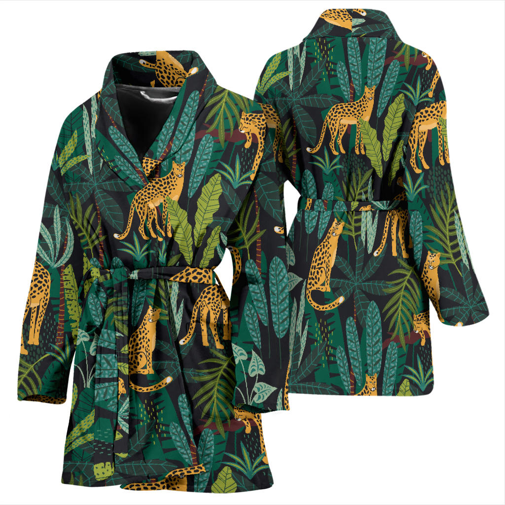 Jaguar Jungle Pattern Print Design 03 Women Bathrobe