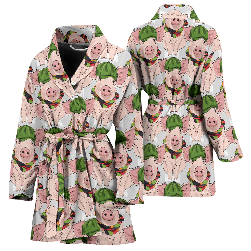 Pig Print Design LKS403 Women Bathrobe