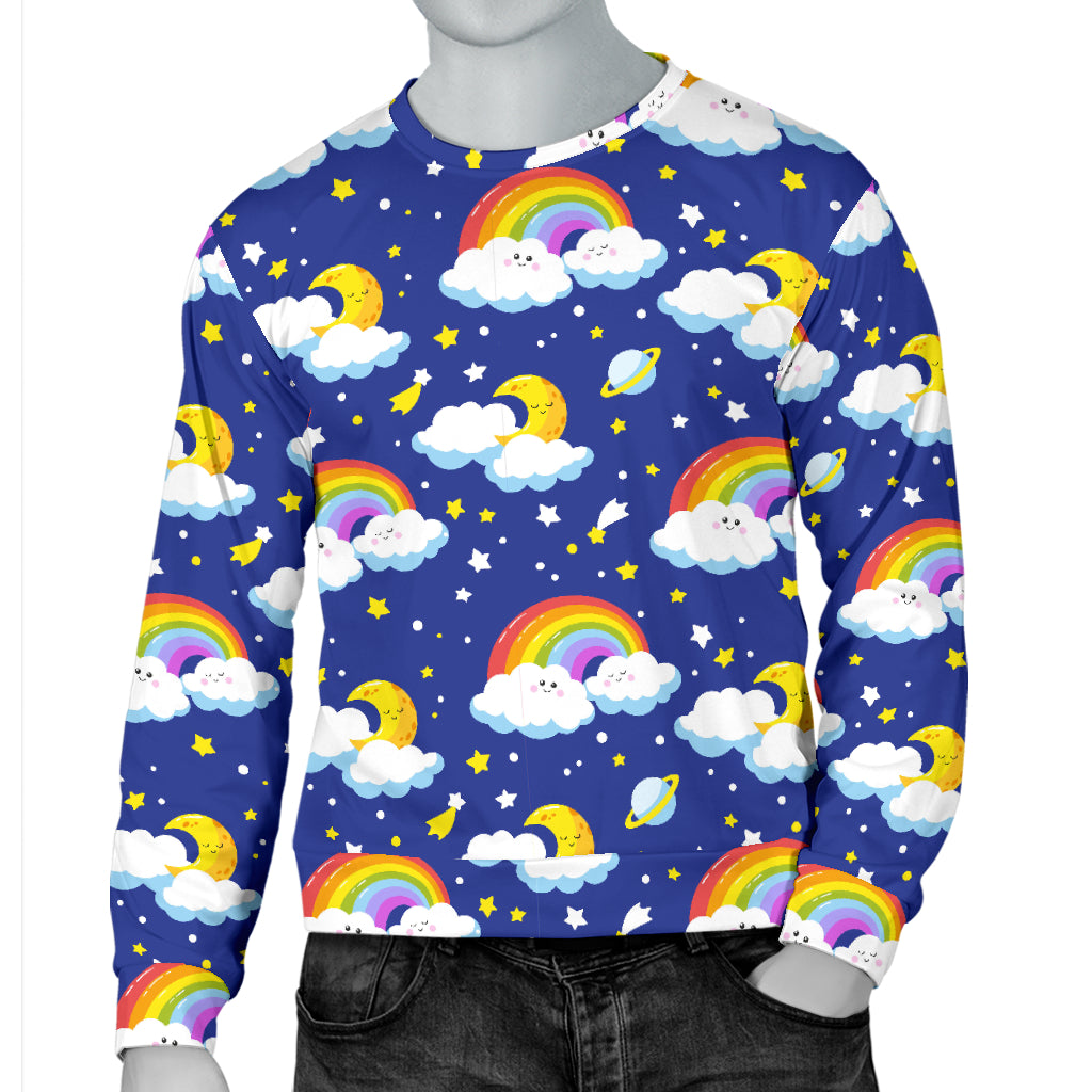 Rainbow Space Design Print Men Long Sleeve Sweatshirt