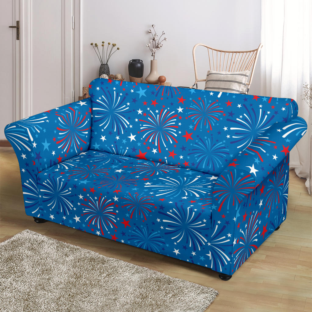 Firework Celebration Print Design LKS304 Loveseat Couch Slipcover