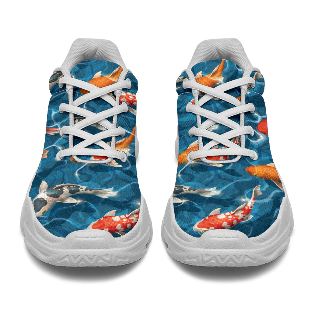 Koi Carp Water Design Themed Print Chunky Sneakers