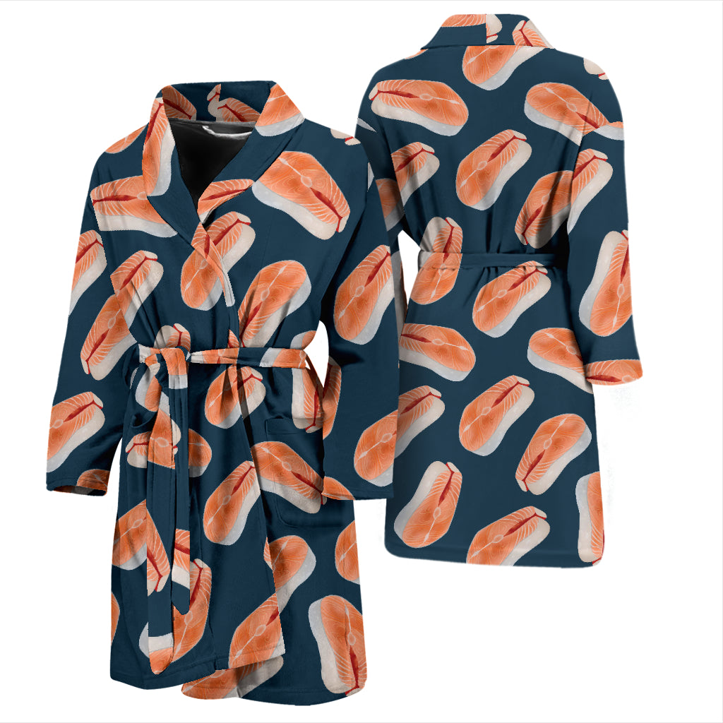 Salmon Steak Print Design LKS306 Men Bathrobe