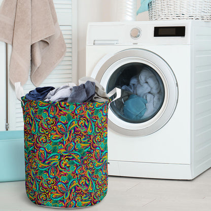 Psychedelic Trippy Floral Design Laundry Basket