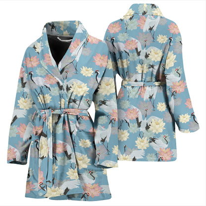 Water Lily Print Design LKS304 Women Bathrobe
