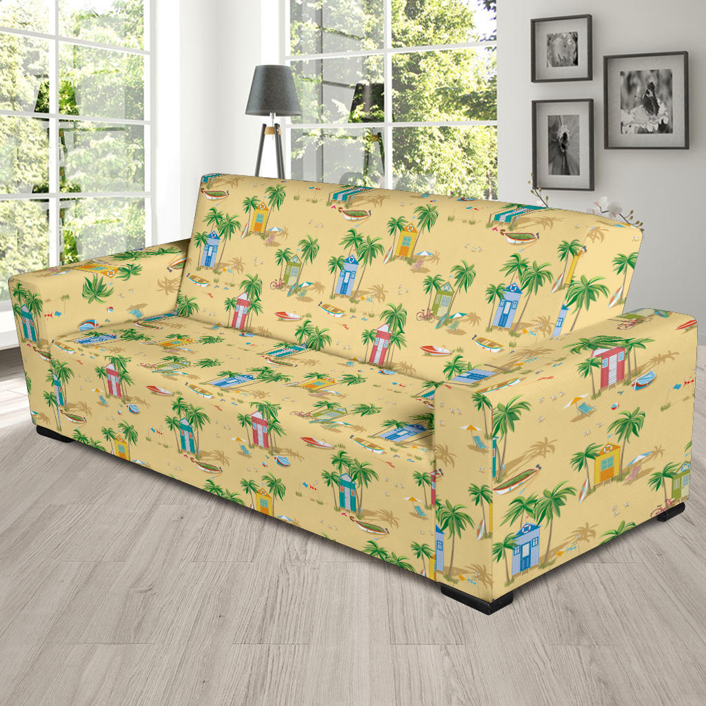 Beach Themed Pattern Print Design 01 Sofa Slipcover