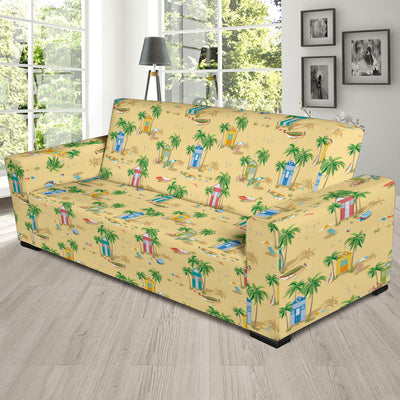 Beach Themed Pattern Print Design 01 Sofa Slipcover