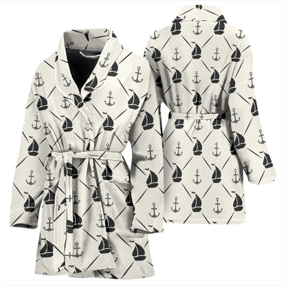 Sailboat Print Design LKS302 Women Bathrobe