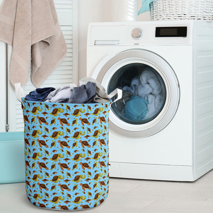 Hello Sea Turtle Print Pattern Laundry Basket