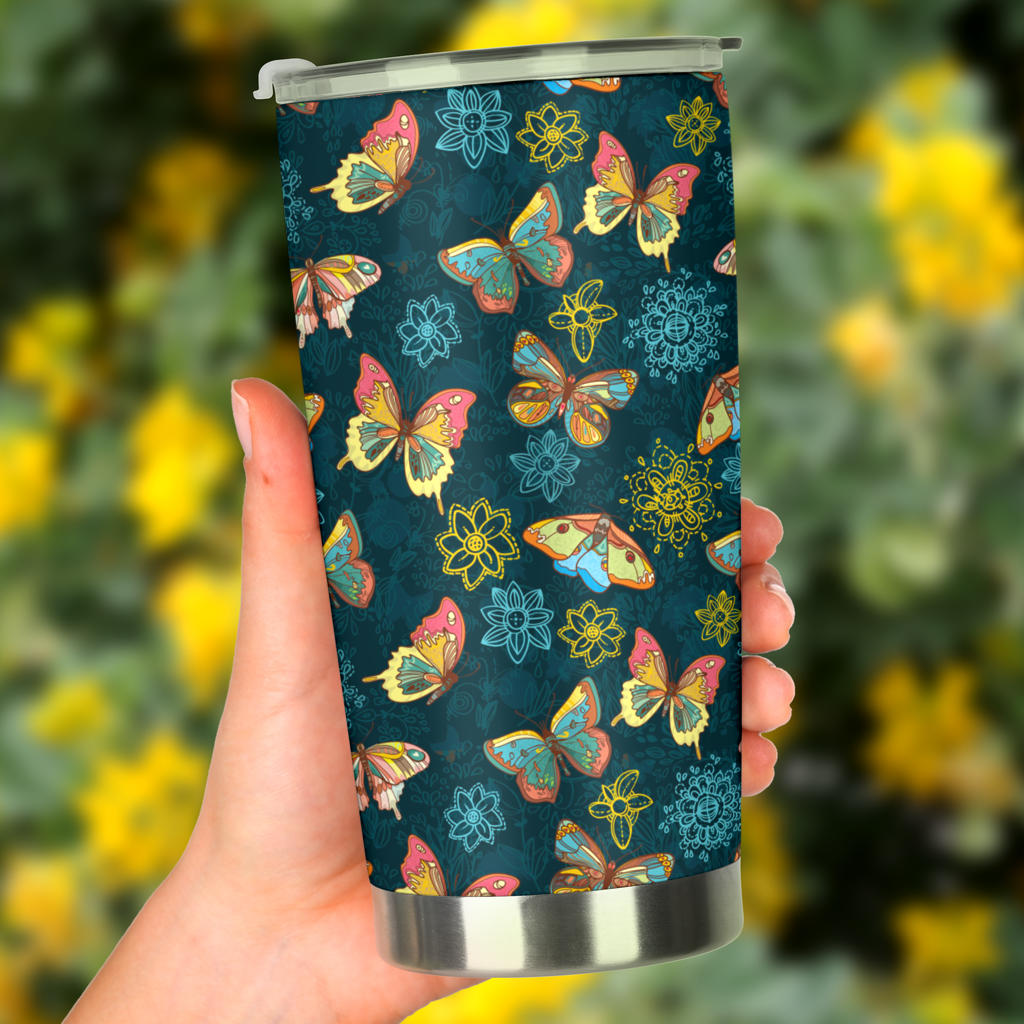 Butterfly Hand Draw Print Pattern Tumbler