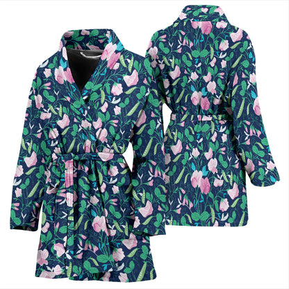 Sweet Pea Print Design LKS303 Women Bathrobe