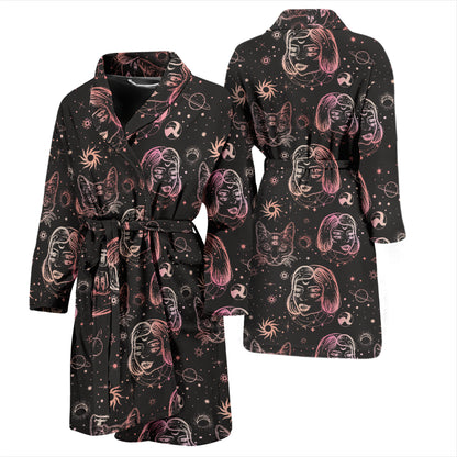 Third Eye Girl Cat Print Design LKS305 Men Bathrobe