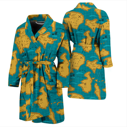 World Map Print Design LKS301 Men Bathrobe