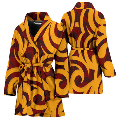 Maori Pattern Print Design 02 Women Bathrobe