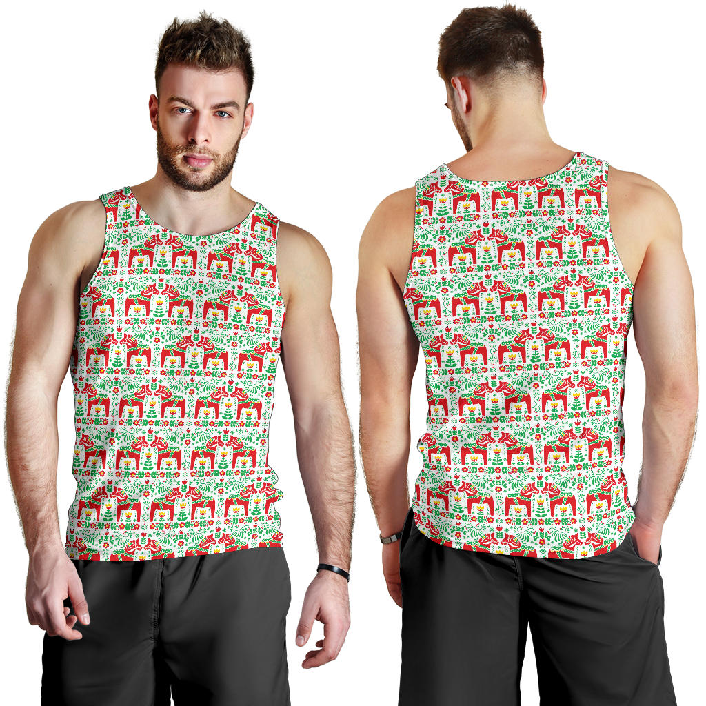 Swedish Dala Style Pattern Men Tank Top