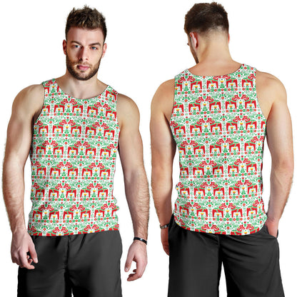 Swedish Dala Style Pattern Men Tank Top