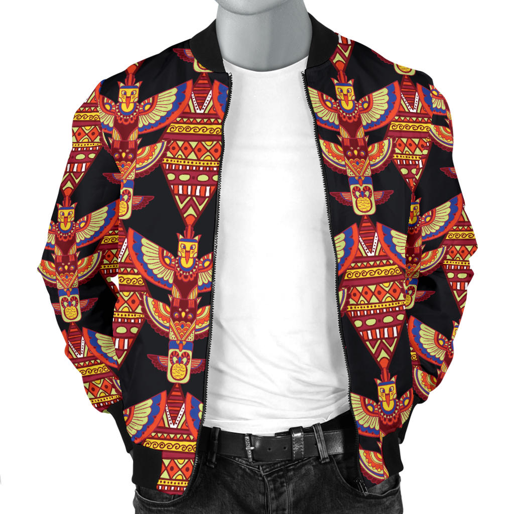 Totem Pole Print Men Bomber Jacket
