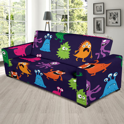 Monster Cartoon Pattern Print Design 02 Sofa Slipcover