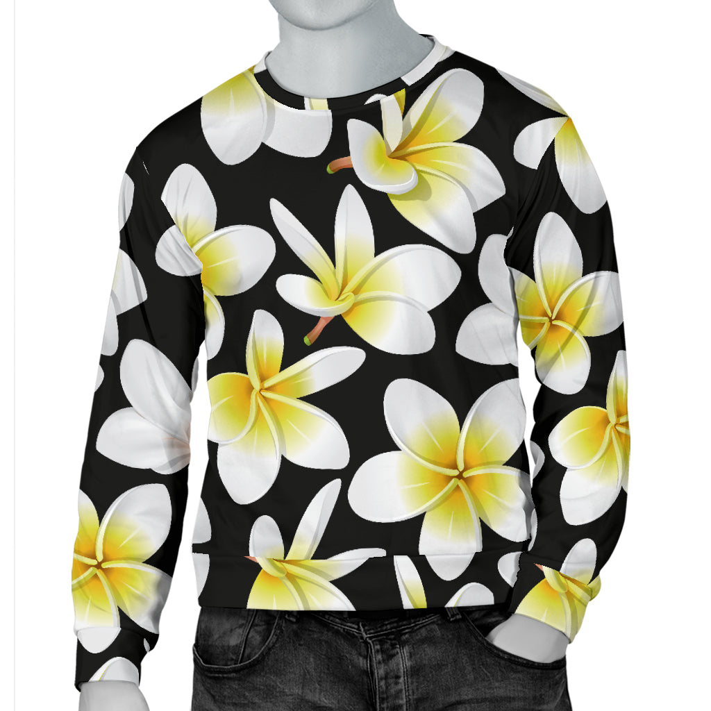 Yellow Plumeria Hawaiian Flowers Men Long Sleeve Sweatshirt