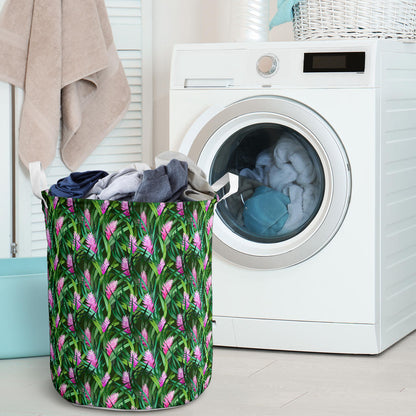 Tropical Folower Pink Heliconia Print Laundry Basket