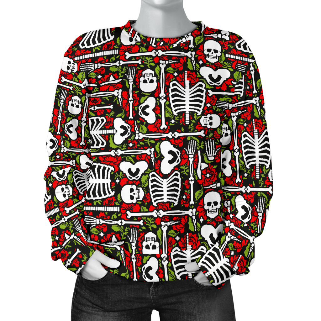 Skeleton Pattern Print Women Long Sleeve Sweatshirt