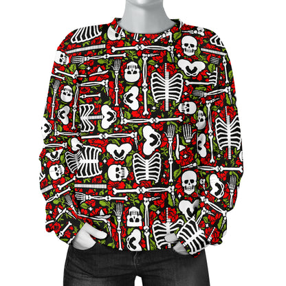 Skeleton Pattern Print Women Long Sleeve Sweatshirt