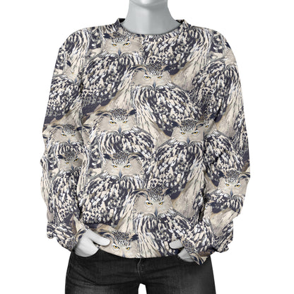 Owl Realistic Themed Design Print Women Long Sleeve Sweatshirt
