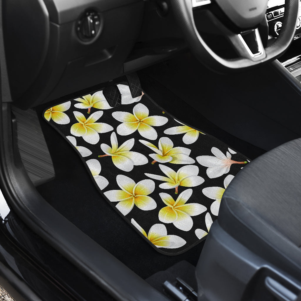 Yellow Plumeria Hawaiian Flowers Car Floor Mats Front Back