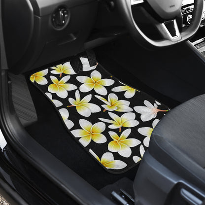 Yellow Plumeria Hawaiian Flowers Car Floor Mats Front Back