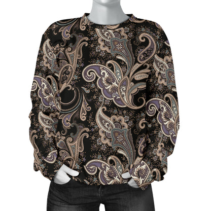 Paisley Mandala Design Print Women Long Sleeve Sweatshirt