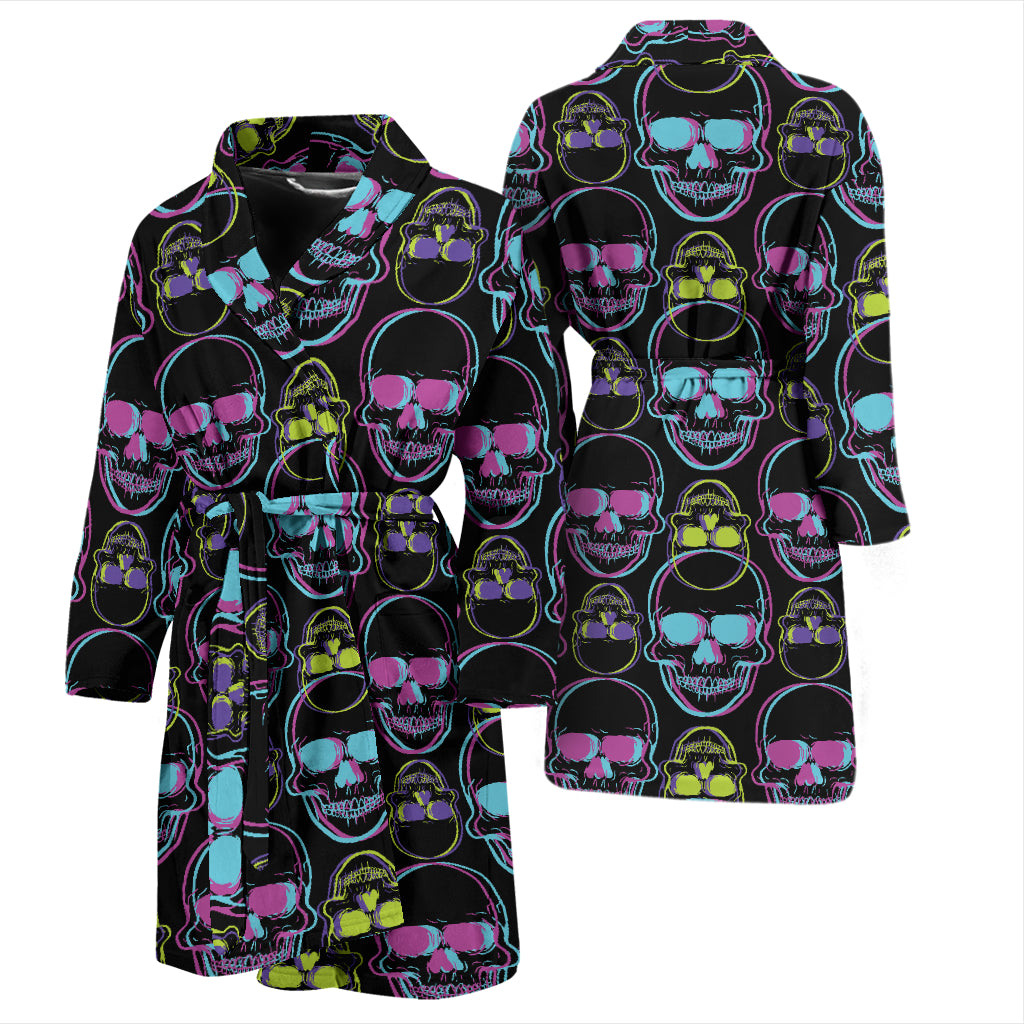 Skull 3D Colorful Print Design LKS309 Men Bathrobe
