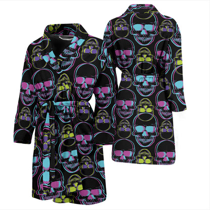 Skull 3D Colorful Print Design LKS309 Men Bathrobe
