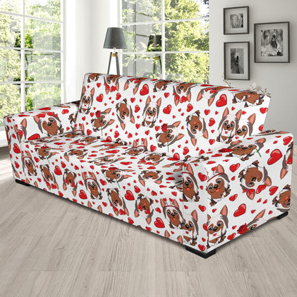 Silky Terriers Heart Print Design LKS302 Sofa Slipcover