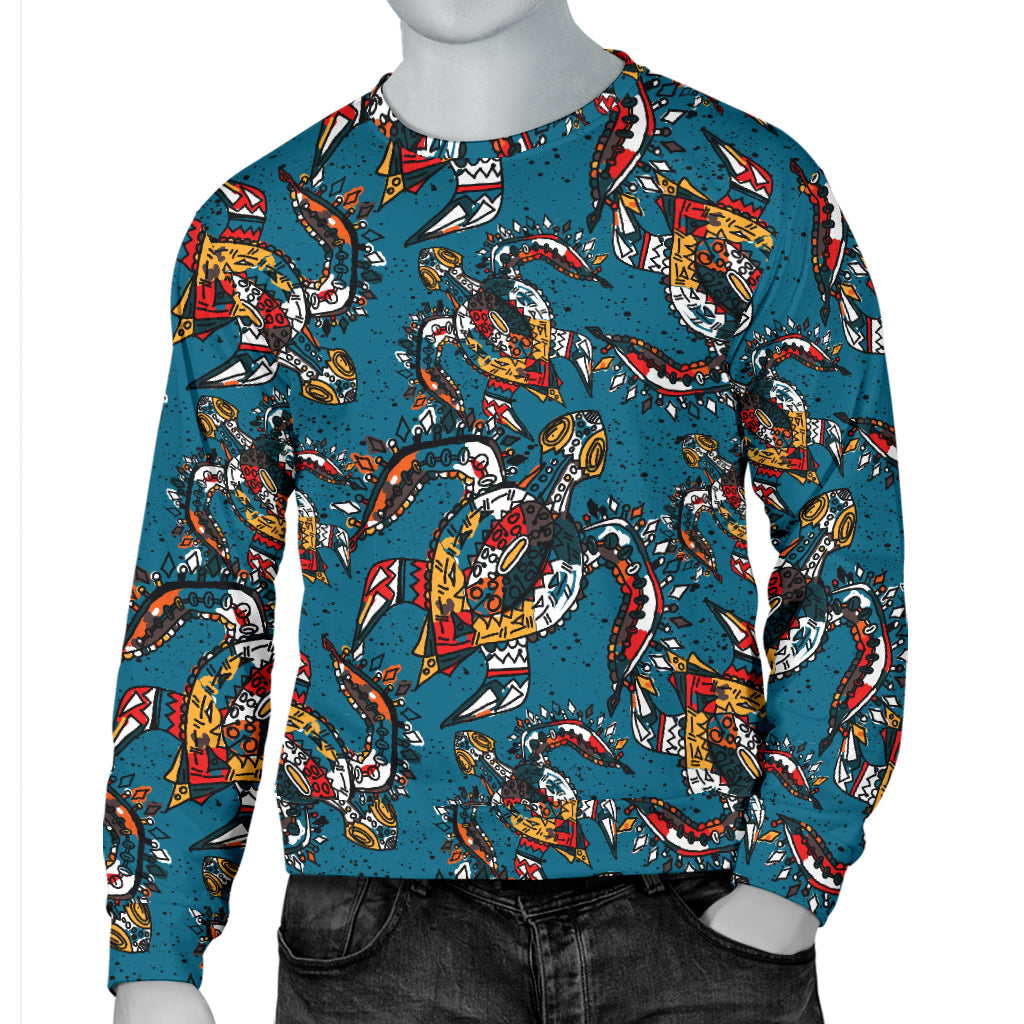 Sea Turtle Tribal Colorful Hand Drawn Men Long Sleeve Sweatshirt