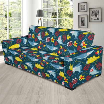 Scuba With Sharks Print Design LKS303 Sofa Slipcover
