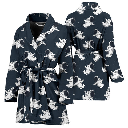 Astronaut Pattern Print Design 02 Women Bathrobe
