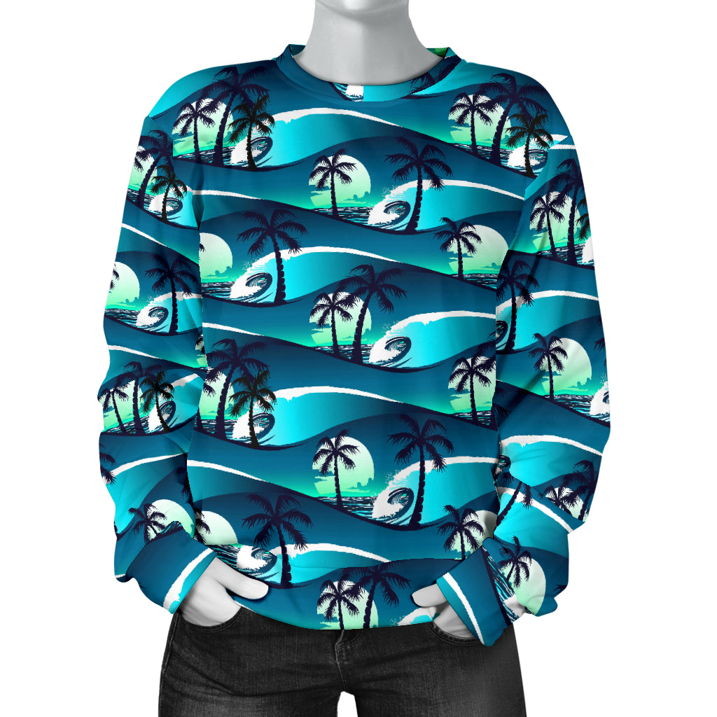 Beach Wave Design Print Women Long Sleeve Sweatshirt