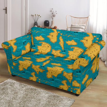World Map Print Design LKS301 Loveseat Couch Slipcover