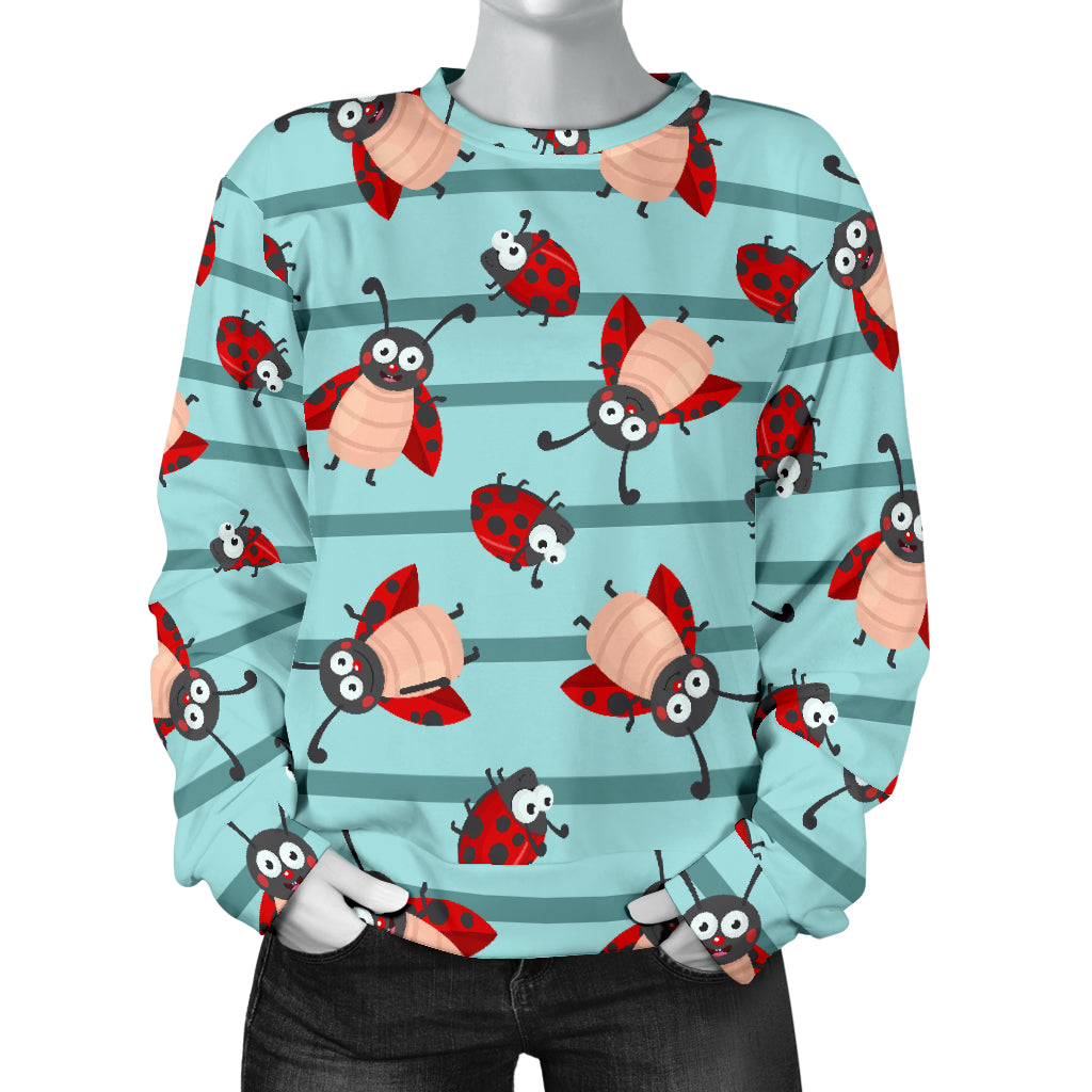 Ladybug Happy Print Pattern Women Long Sleeve Sweatshirt