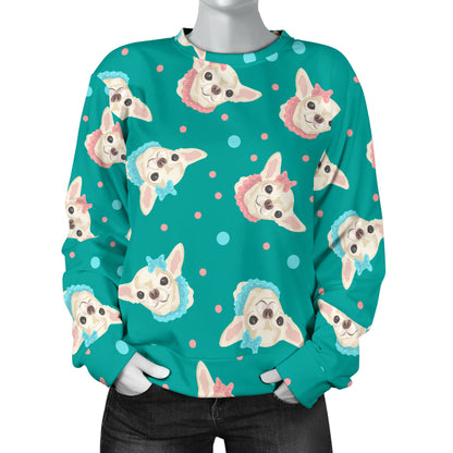Chihuahua Polka Dot Pattern Women Long Sleeve Sweatshirt
