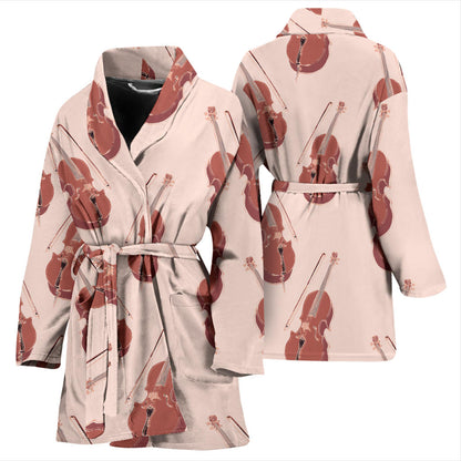 Cello Pattern Print Design 03 Women Bathrobe