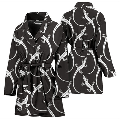 lizard Pattern Print Design 01 Women Bathrobe