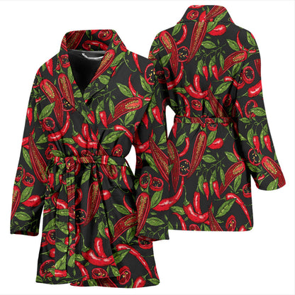 Chilli Pepper Pattern Print Design 02 Women Bathrobe