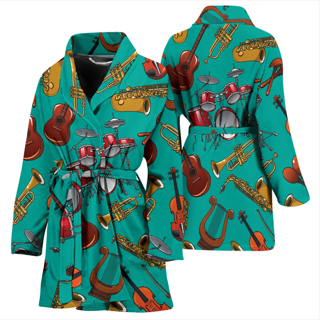 Drum Set Pattern Print Design 01 Women Bathrobe
