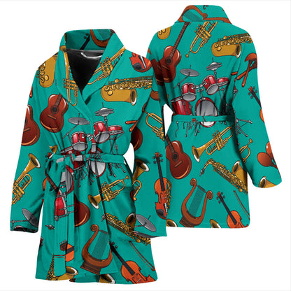 Drum Set Pattern Print Design 01 Women Bathrobe