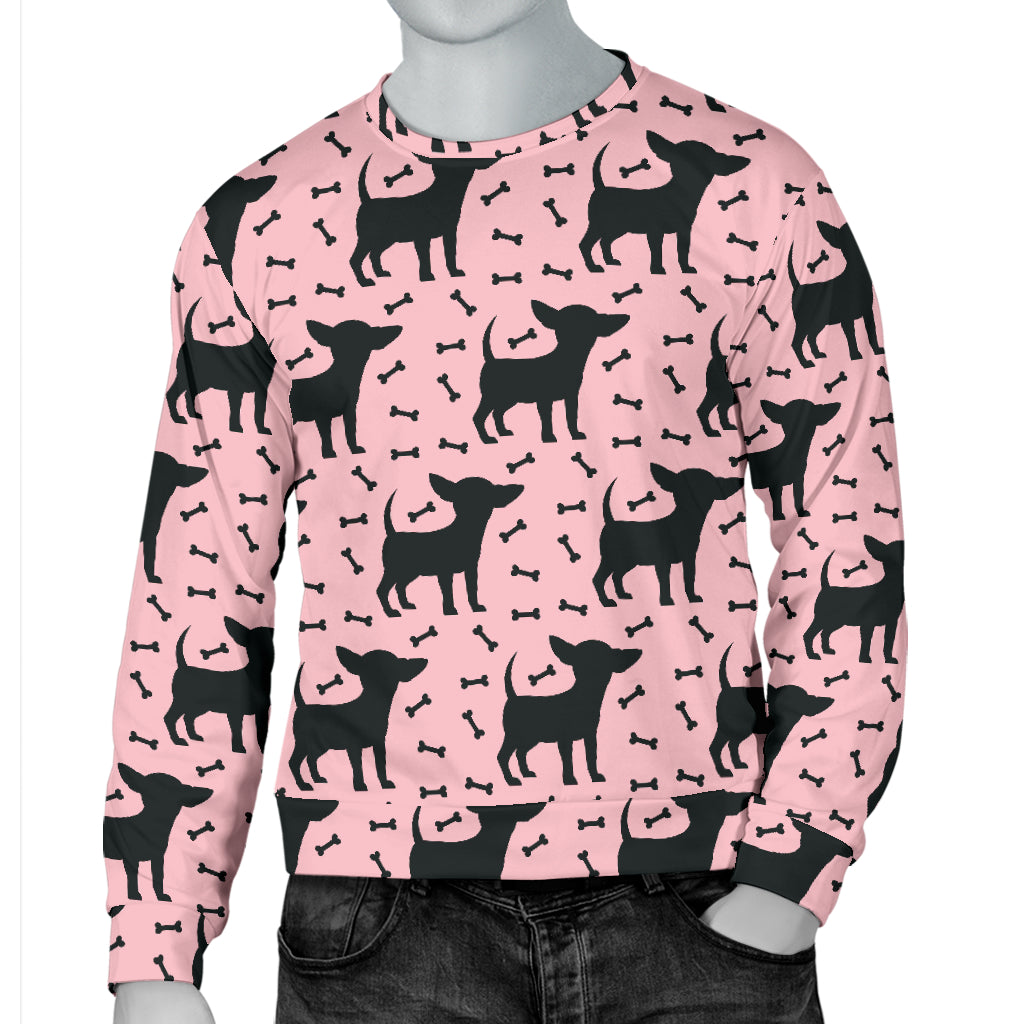 Chihuahua Pink Print Pattern Men Long Sleeve Sweatshirt