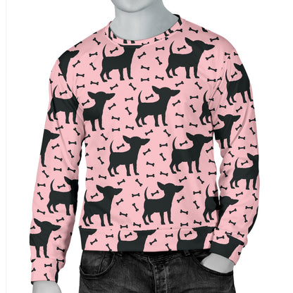 Chihuahua Pink Print Pattern Men Long Sleeve Sweatshirt